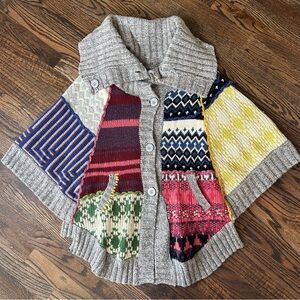 Rare Vintage Desigual Knit Patchwork 100% Every Time Poncho